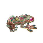 Colorful Frog Brooch with Multicolor Rhinestones Gold Photo 1