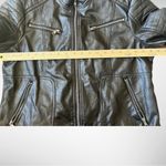 CHAPS Women's Black Faux Leather Mid-Length Motorcyle Jacket XL | EUC Photo 11
