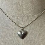 Chunky Pewter Heart Pendant Necklace Photo 1