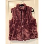 Nicole Miller Women's Burgundy Reversible Vest Size Medium Quilted Faux Fur Photo 4