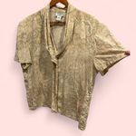 Beautiful vtg 80s peaches and cream paisley silk shawl collar blouse Austin Reed Tan Size 16 Photo 1