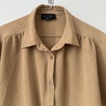 Laundry by Shelli Segal Tan Textured Button Front Tie Waist Short Sleeve Shirt S Photo 1