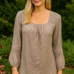 Soft Surroundings  Gauze Embroidered Blouse Peasant Boho Milk Maid Cottagecore M Photo 0