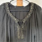 ZARA Black Sheer Beaded Dot Embroidered Wide Sleeve Top Size S Photo 1