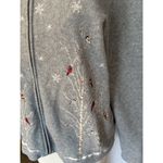 Croft & Barrow  Cardigan Sz PL Full Zip Gray Cardinals Birds Holiday Winter Snow Photo 1