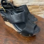 Kenneth Cole  Black Wedge Sandals with Textured Straps Photo 0