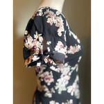 Abercrombie & Fitch Abercrombie Fitch Black Floral Smocked Back Mini Dress Tie Sleeve boho Y2K fairy Photo 2