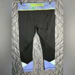 Lululemon  athletica Black Leggings with Blue and Yellow Trim Photo 2
