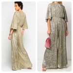 NWT PINKO Aquarius Gold Sequin Jumpsuit Flared Sleeve Wide Leg Cocktail US 6 Photo 9