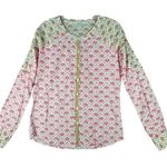 Sundance Shirt Women XS White Pink Geometric Rosalie Block Print Blouse Bohemian Photo 0