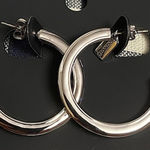 Coach Silver-Tone Signature C Hoop Earrings | Logo Charm | NWT Photo 1