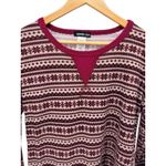 Heimish USA Fair Isle Thermal Top 1XL Burgundy Pink Long Sleeve Knit Shirt NWOT Red Size 1X Photo 1