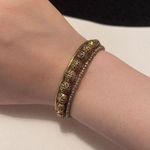 Women’s Gold Tone Stretchy Spiral Costume Beaded Bracelet Photo 0