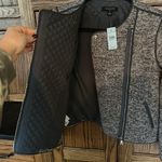 Ann Taylor Pink Gray Tweed Asymmetrical Zipper Moto Blazer Work Jacket 4 petite Photo 6