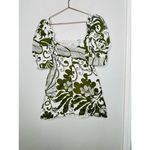 LA DOUBLEJ Green White Printed Puffed Sleeves Square Neckline Mini Dress Size L Size L Photo 6