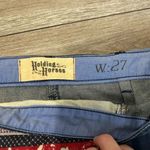 Holding Horses Anthropologie  Patterned  Patch Dark Wash Denim Pencil Skirt Photo 3