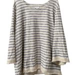 J.Jill Women Size 3X Tunic Sweater Fringe Hem Tunic Shirt Striped Coastal Beach Photo 0