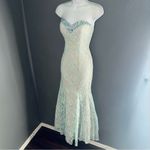 Sequin Hearts  Lace Blue Strapless Beaded Formal Prom Gown Dress Small - Medium Photo 6