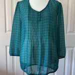st. john's bay ~ Teal Sheer Chiffon Blouse Top ~ Sz Large ~ NWOT ~ A1221 Photo 0