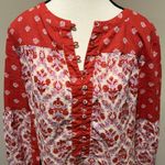 Sundance Mixed Print Filigree Orange Lavender Button Up Boho Print Blouse Size M Size M Photo 2