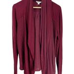 Lucky Lotus Burgundy Cardigan Sweater Sz L Mesh Waterfall Open Front Long Sleeve Red Size L Photo 0