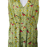 Crop david peck M Silk romper Artsy chartreuse bird print Green Size M Photo 0