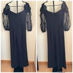 Helsi Emilia Black Off Shoulder Flower Appliqué Mesh Sleeve Jumpsuit Photo 2