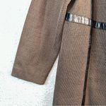 Misook Heritage Fit Faux Leather Trim Size Medium Long Cardigan Dark Academia Photo 12