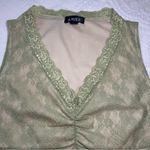 A Byer A. Byer Y2K Fitted Lace Tank Top. Size: Large. Sage Green w/ Cream Lining. Photo 2