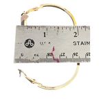 Gold Tone Large Hoop Earrings Leverback Sensitive Ears Hypoallergenic 2" New Photo 3