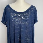 French Laundry  semi sheer shirt sleeve shirt.  Bling embellishments. Size L. Photo 0