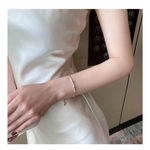 Boutique NEW‎ 14k Gold Plated Silver Pave Diamond Bamboo Bracelet, Slide Closure Photo 9