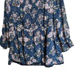 Knox Rose Top Womens XL Multicolor Floral Boho Print Sheer Smocked Flowy Blouse Photo 3