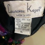 Laurence Kazar 1980s Lawrence Kazar Silk Beaded Floral Cocktail Dress large to XL Photo 12