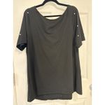 SheIn ✅3-for-$12✅ Skye Curve Pearl Embellished Heart‎ Cutout Black T-Shirt Top 1XL Photo 4