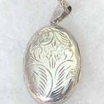 Engraved Locket on Sterling Silver Wheat Chain Necklace Photo 1