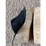 RossOro Classic Black Suede Leather Cork Wedge Mule Sandal Shoes Italy EU 35 Size 5 Photo 4