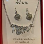 Silver Mom Heart Necklace and Earring Set Photo 0