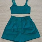 Amanda Uprichard Revolve Leather Pittito Crop Top And Jane Shorts In Marina Photo 1