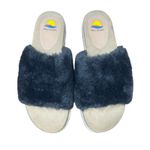 Maui Island Black Faux Fur Platform Wedge Slide Sandals Slippers Cork Footbed 10 Photo 6