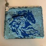 Disney  BLUE SEQUINS CLUTCH WITH “FEARLESS” WRITTEN ON IT…SNOWFLAKE ZIPPER PULL Photo 1