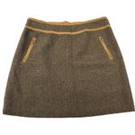 Bob Timberlake Tweed Wool Blend Skirt Brown  Size 14 Poly Suede Trim Zip Pockets Photo 0
