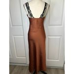 Abercrombie & Fitch NWT  Satin Brown Black Lace Trim Slip Midi Dress XS Party‎ Photo 4