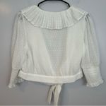 Maje MWT  Plumeti Cropped White Wrap Ruffle V-neck Wrap Blouse Size 2 NEW Photo 4