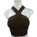 Aritzia Babaton Brown Sculpt Knit Criss Cross Stretch Cropped Tank Top Size 2XS Photo 0