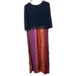 Carole Little Maxi Dress Womens 12 Black Orange Purple Floral Photo 6