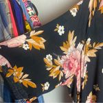 Billabong Billiabong Size Small Black Floral Kimono Open Front Cardigan Swimsuit Coverup Photo 5