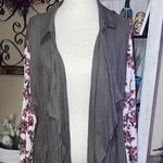 Self Esteem Stylish Gray Cardigan with Floral Sleeves Photo 2