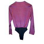 Leith PINK PLUMIER FRANCES GEO SILKY BLOUSE/BODYSUIT SZ XS Photo 2