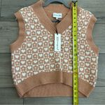 Freshman 1996 Brown Heart Flower Squared Oversized Vest NWT S Tan Photo 6